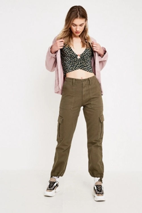Bdg Authentic Khaki Cargo Trousers Green S Tall At Urban Outfitters Compare Cabot Circus