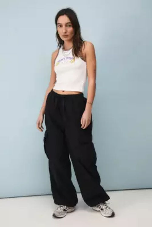 BDG Black Parachute Cargo Pants - Black S at Urban Outfitters