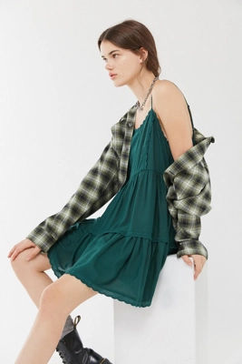 uo hanna scallop babydoll mini dress