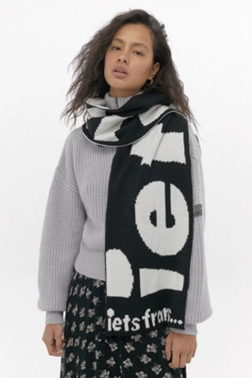 Iets Frans Monochrome Slogan Scarf Black All At Urban Outfitters Compare Trinity Leeds