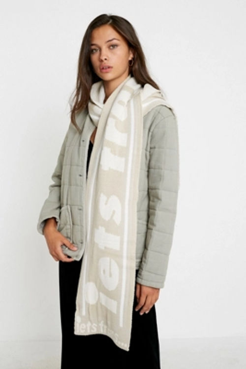 Iets Frans Tonal Slogan Scarf White At Urban Outfitters Compare Cabot Circus