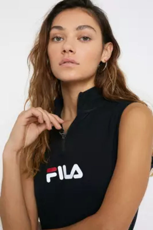 Siete Formación Obligar FILA UO Exclusive Sophia Reflective Quarter-Zip Mini Dress - Black L at Urban  Outfitters | Compare | Trinity Leeds