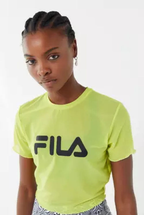 valgfri grund Funktionsfejl FILA UO Exclusive Ruth Sheer Mesh Logo T-Shirt - green M at Urban Outfitters  | Compare | Cabot Circus