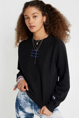 Champion uo exclusive small top script black crew neck sweatshirt