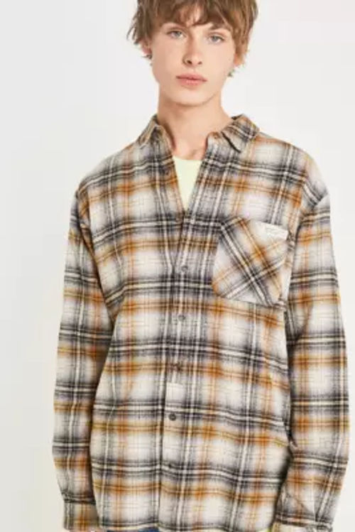 UO Ecru and Tan Checked Shirt