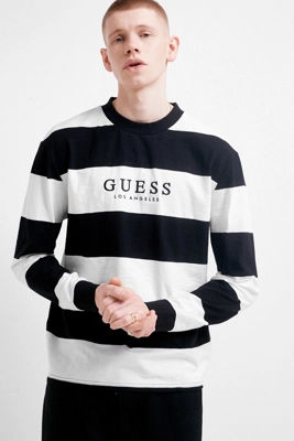 GUESS Originals UO Exclusive Black Striped Varsity Crew Neck