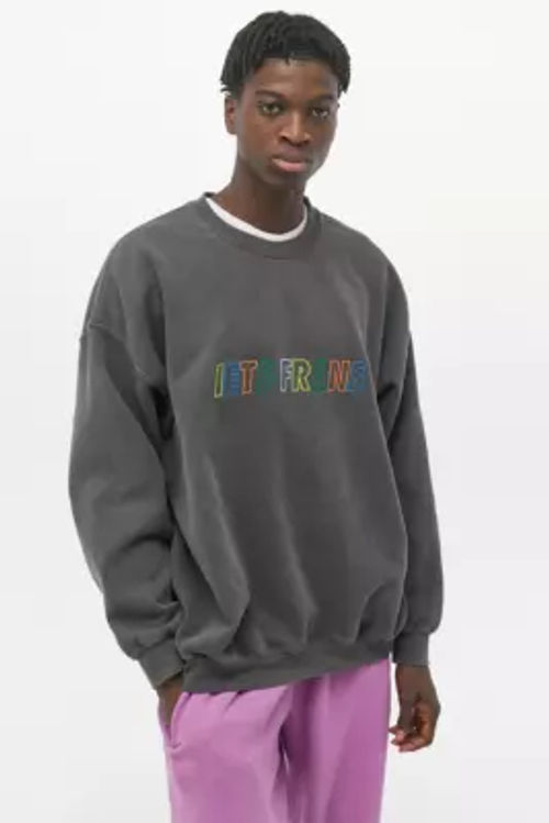 iets frans… Rainbow Embroidered Washed Black Crew Neck Sweatshirt - black S Urban Outfitters | Compare | Cabot Circus