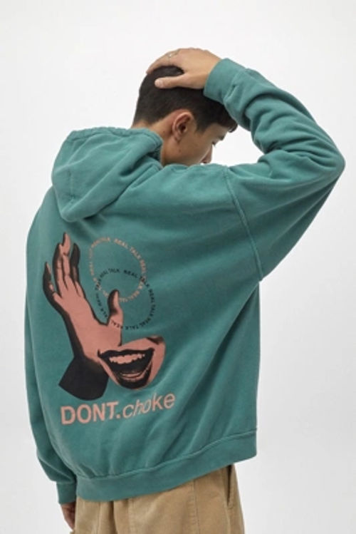 Uo Don T Choke Teal Hoodie Blue S At Urban Outfitters Compare Cabot Circus
