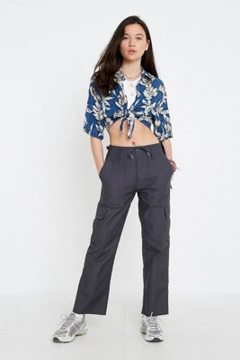 Urban Renewal Salvaged Deadstock Grey Cropped Cargo Trousers