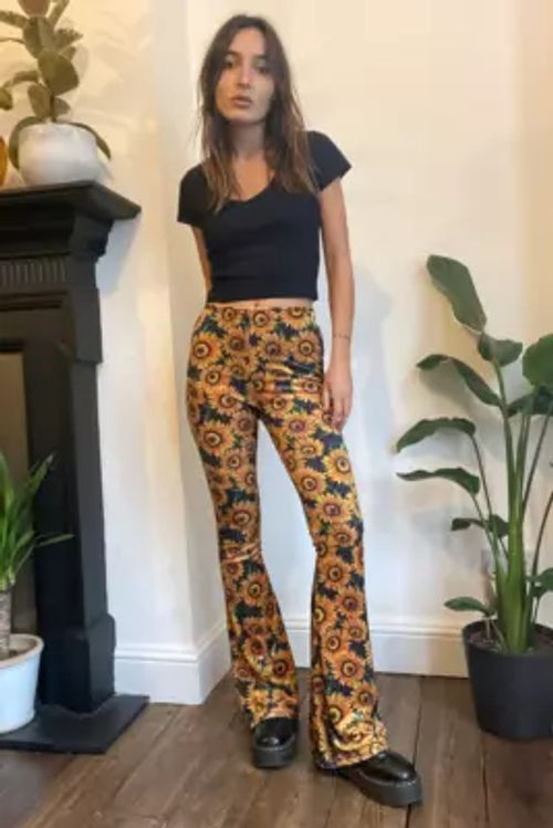 Urban Outfitters Archive Floral Velvet Flare Trousers
