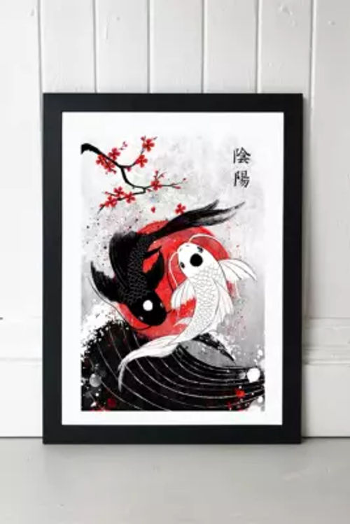 Rubyartwork Koi Fish Wall Art Print Black Uk 3 At Urban Outfitters 59 00 Trinity Leeds