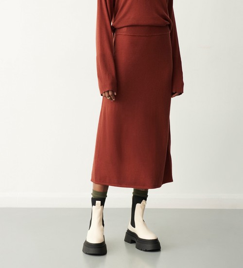 Finery Thea Brick Knitted Midi Skirt
