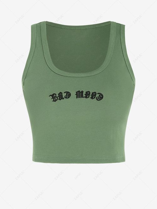 Women Tank Tops Ribbed Letter...