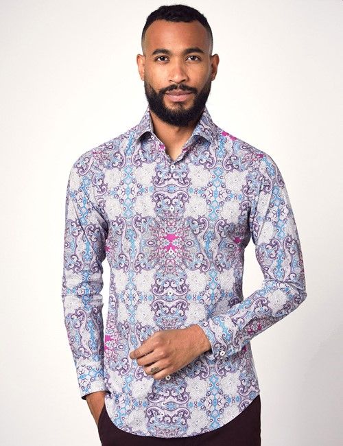 Fuchsia Paisley Slim Fit Shirt 