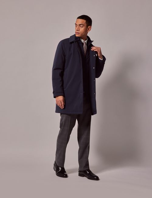 Hawes & Curtis Navy Padded Mac