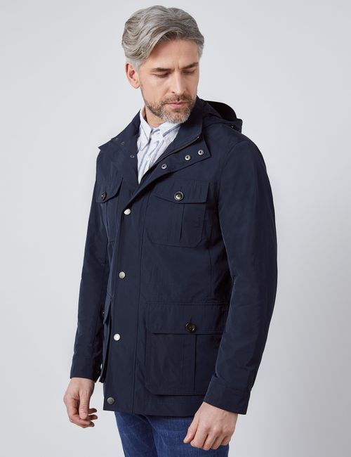 Hawes & Curtis Navy Trench Coat