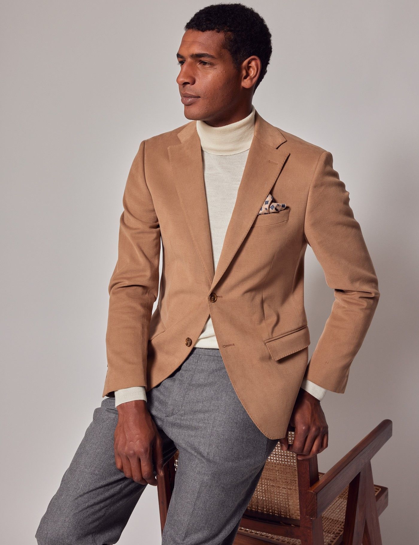 Tan tailored coat top