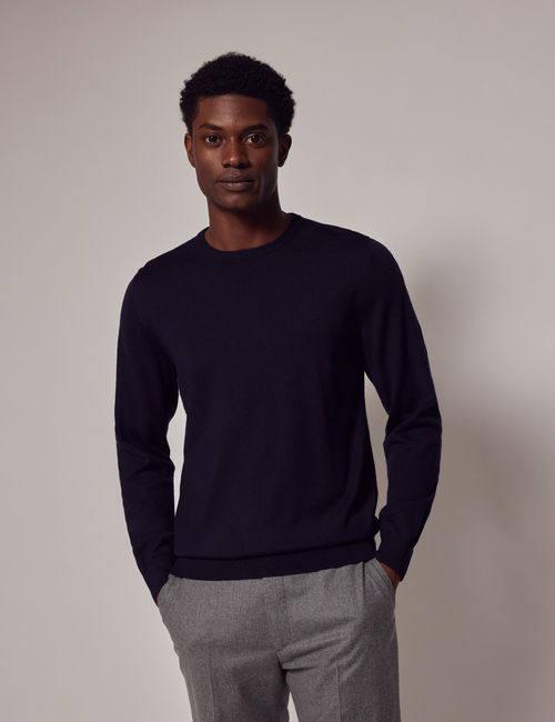 Hawes & Curtis Navy Crew Neck...