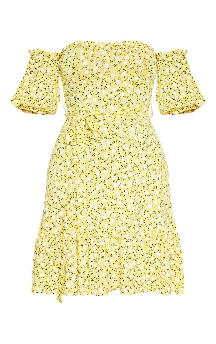 pretty little thing yellow floral dress