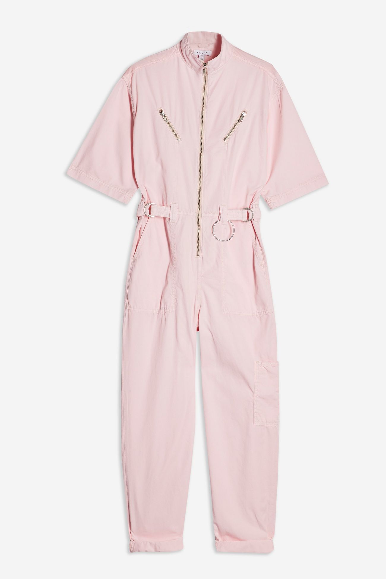 pale pink boiler suit