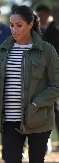 Meghan Markle in a khaki field jacket 