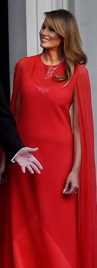 melania red cape dress