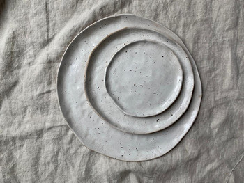 White Flecked Handmade Ceramic Plates