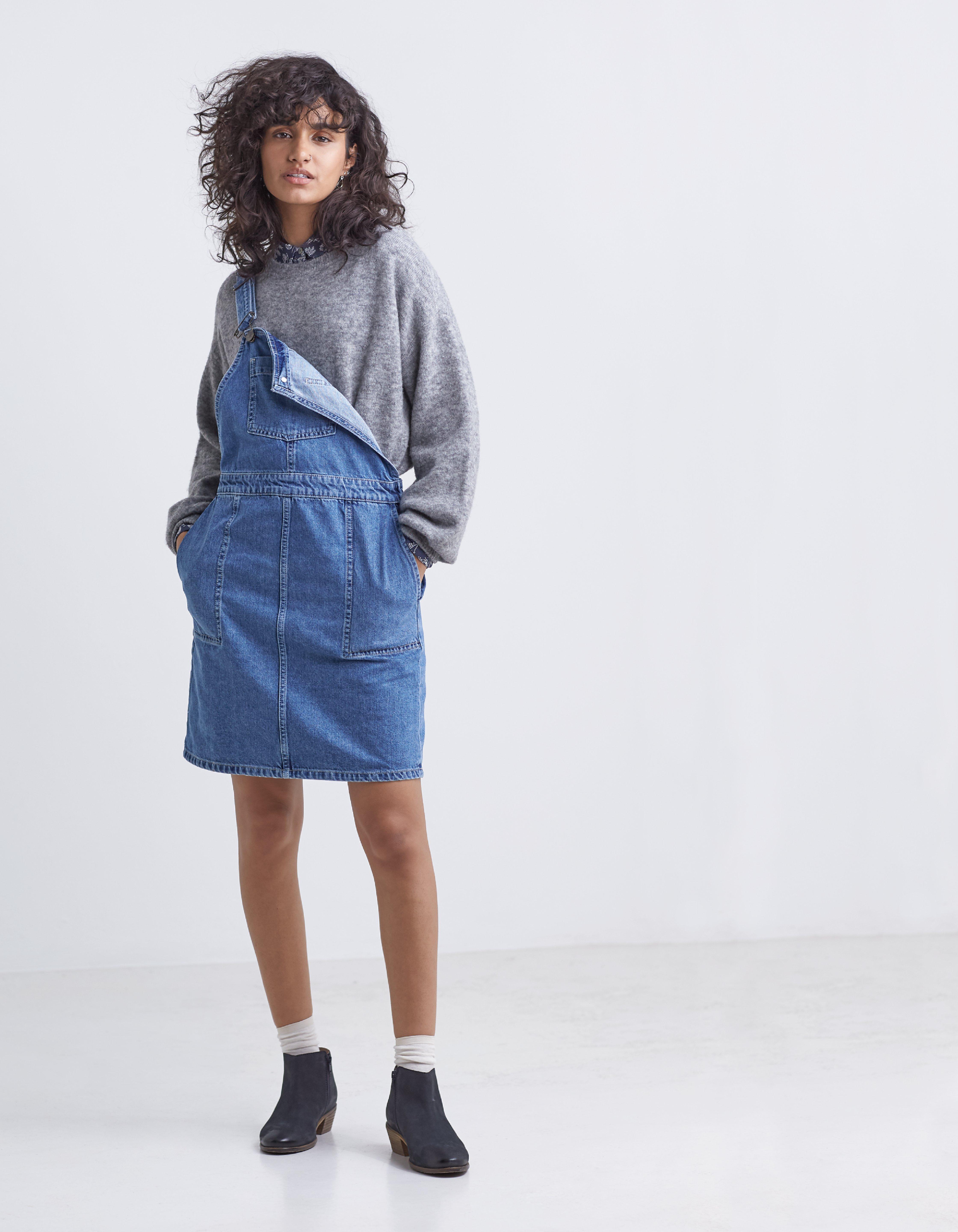 fat face denim pinafore dress