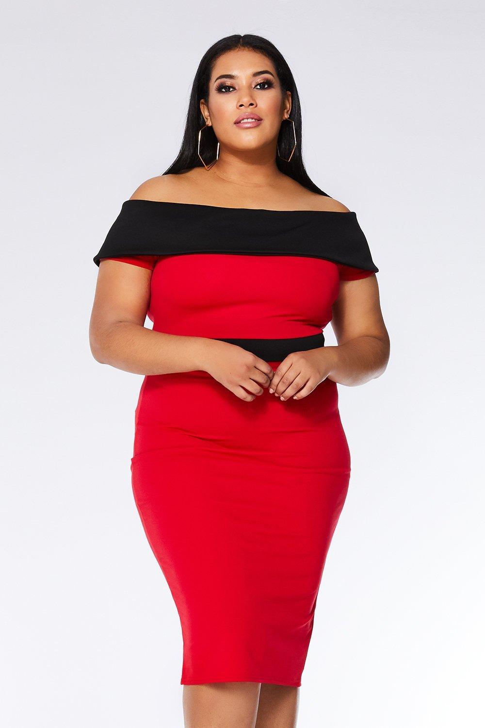 quiz curve red dress