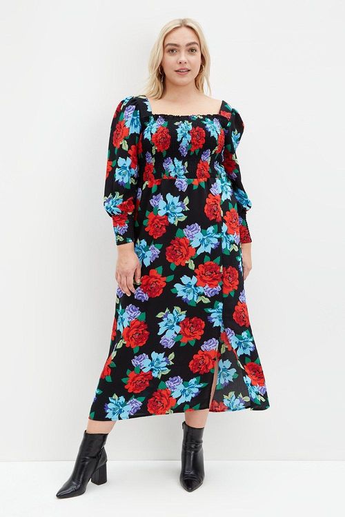 Womens Curve Red Blue Floral...