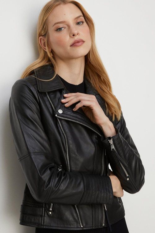 Leather Detail Biker Jacket