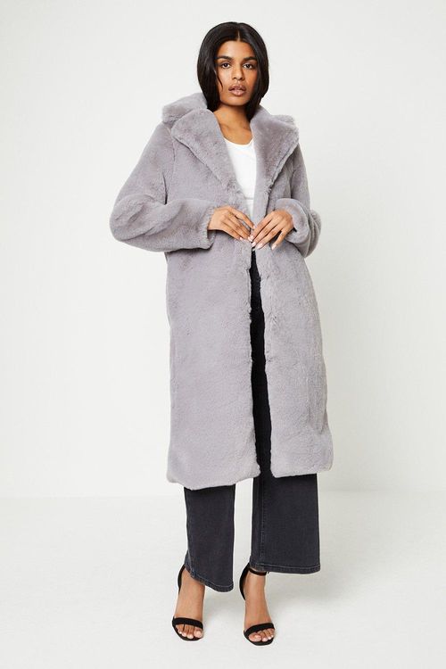 Petite Plush Faux Fur Open...