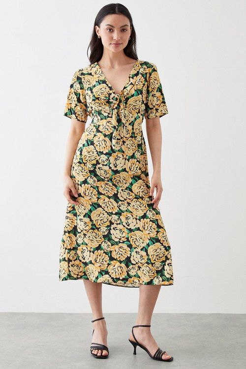 Womens Petite Yellow Floral...