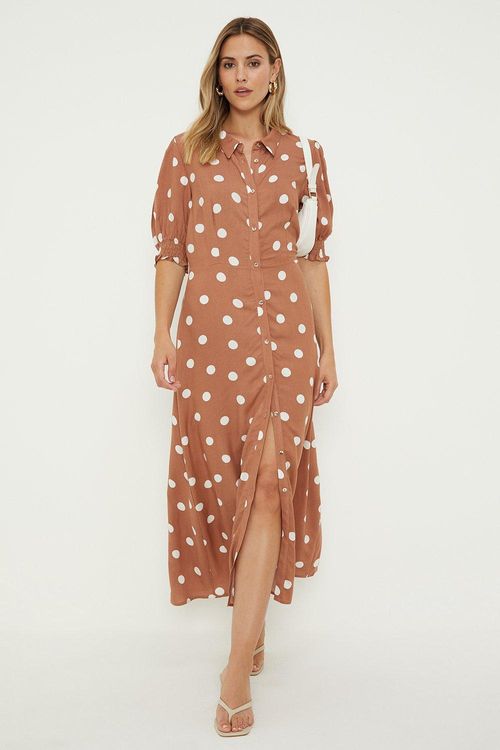 Womens Taupe Spot Print Midi...