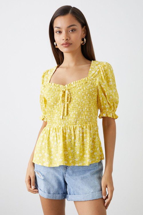 Womens Petite Yellow Ditsy...