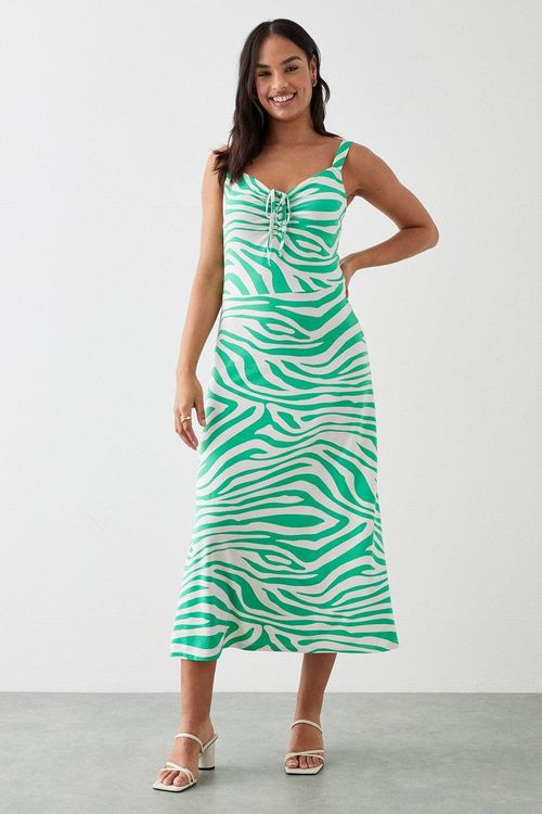 Womens Green Zebra Tie Front...