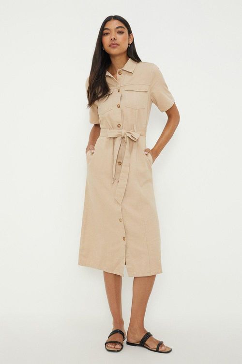 Womens Twill Tie Waist Midi...