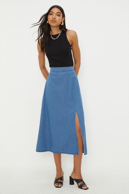 Womens Denim Midi Skirt