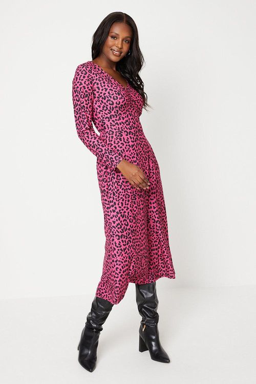 Womens Pink Leopard Ruched...