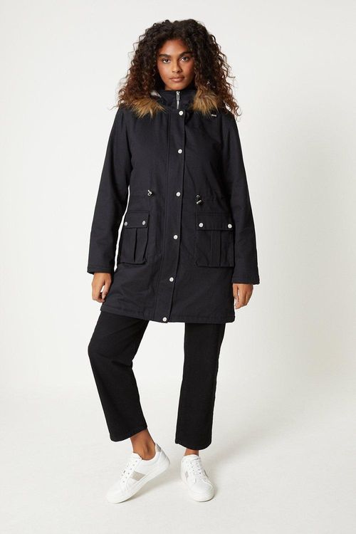 Womens Fur Hooded Parka Coat