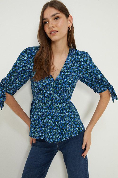 Womens Cobalt Ditsy Button...