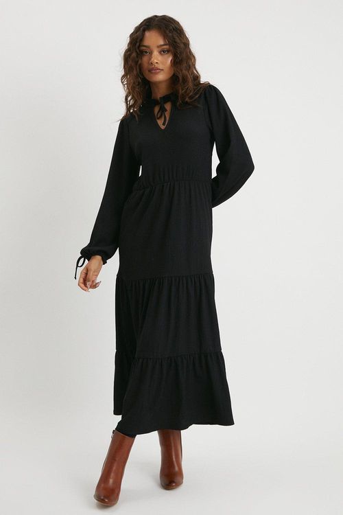 Womens Petite Black Tiered...