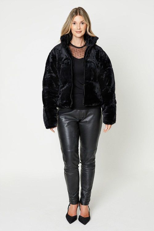 Womens Faux Fur Funnel Neck...