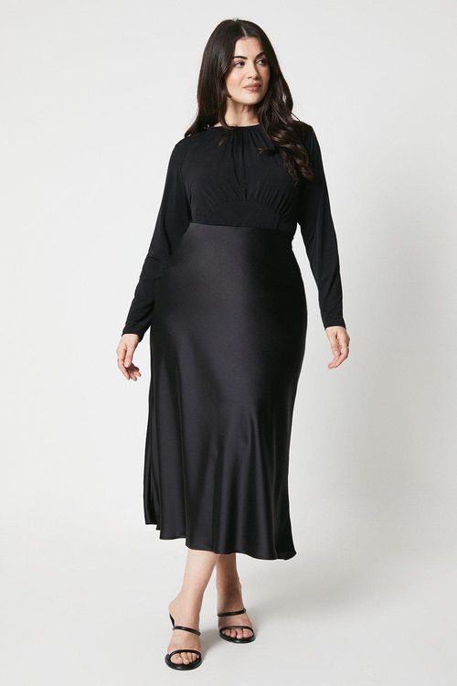 Womens Curve Satin Bias Midi...