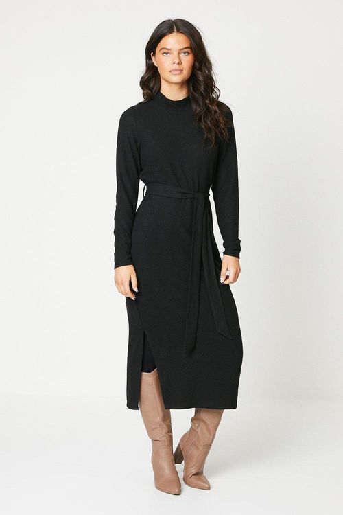 Womens Brushed Tie Waist Midi...