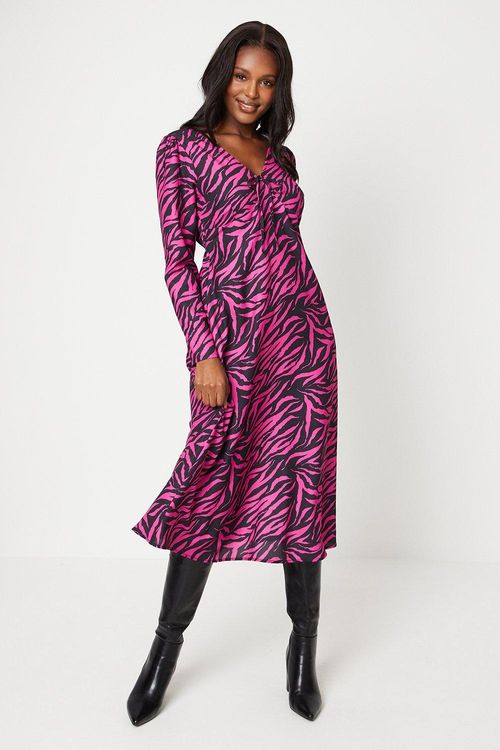 Womens Pink Zebra Tie Front...