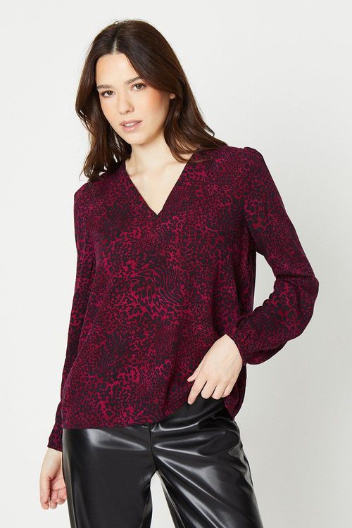 Womens Leopard Puff Sleeve...