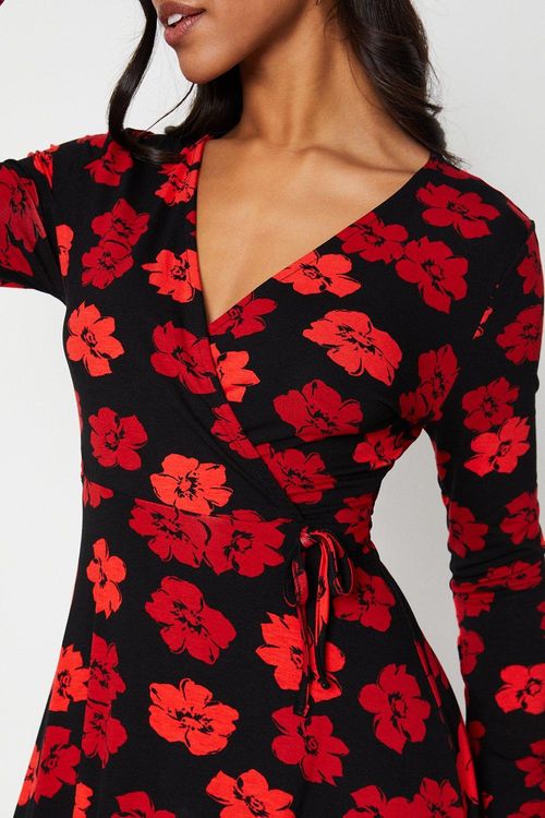 Womens Tall Red Floral Wrap...