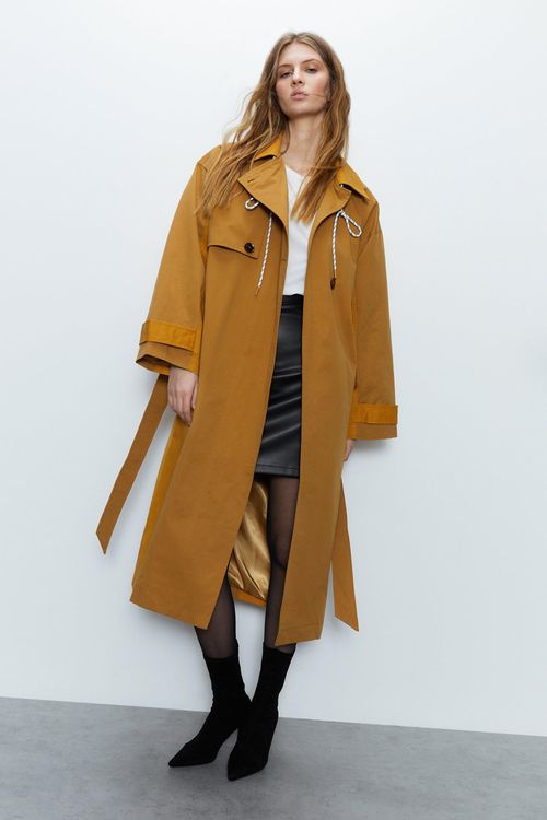 Womens Two Tone Trench Coat -...