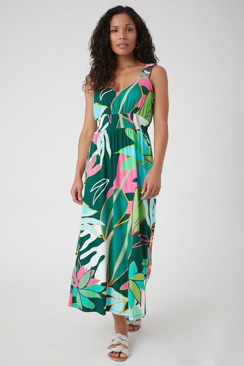 Womens Petite Green Tropical...